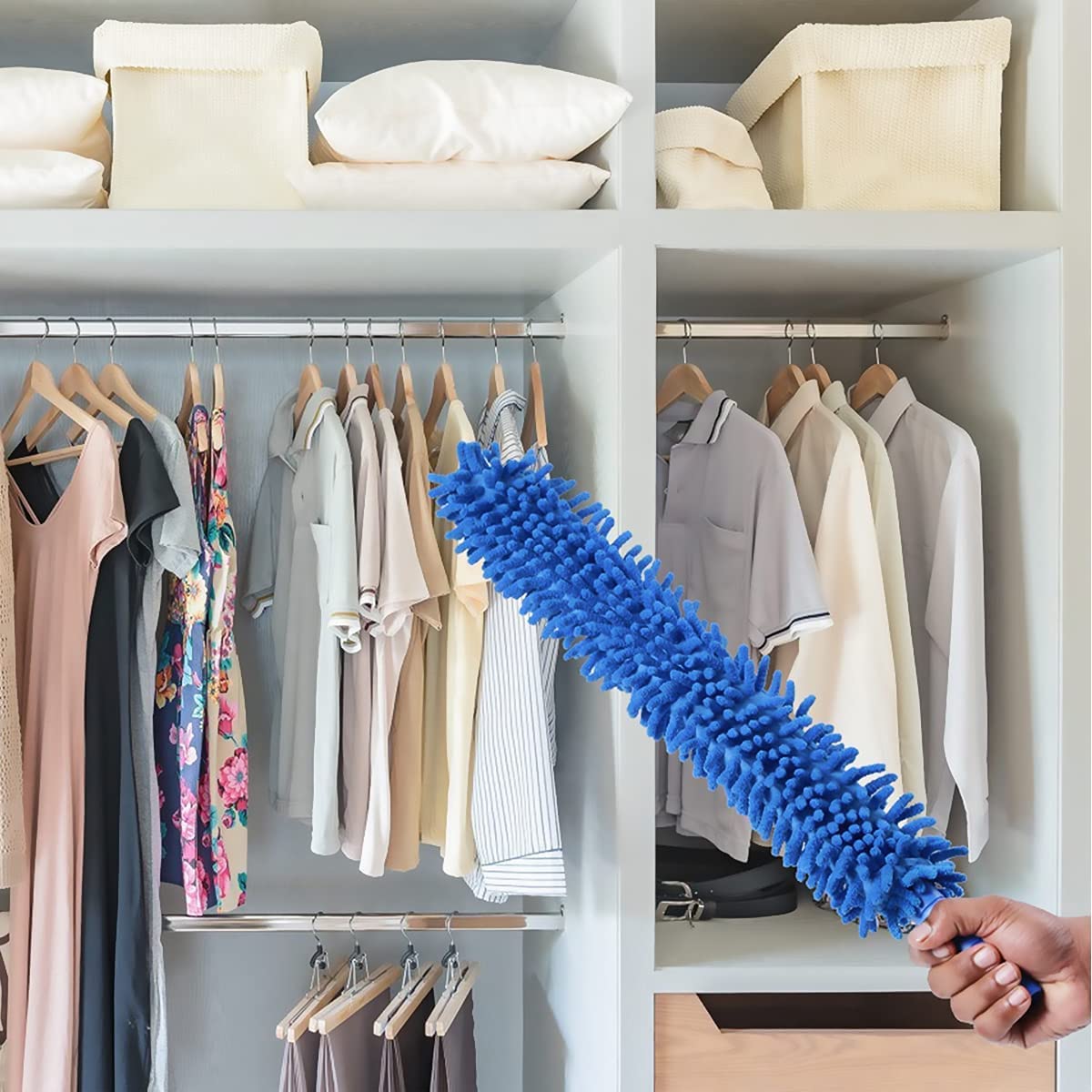 an Cleaner Brush with Long Rod Flexible Fan Cleaning Mop Microfiber Dust Cleaner Foldable Duster for Home, Kitchen, Car, Ceiling (Multicolor)