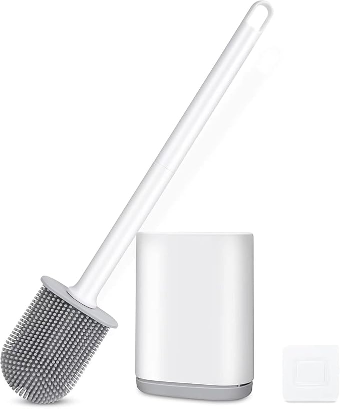 ToiletBrush,Silicone Water Drop Toilet Brush and Holder Set, Wall Mounted Deep Cleaning Toilet Bowl Brush for Bathroom ToiletBrush and Holder Set