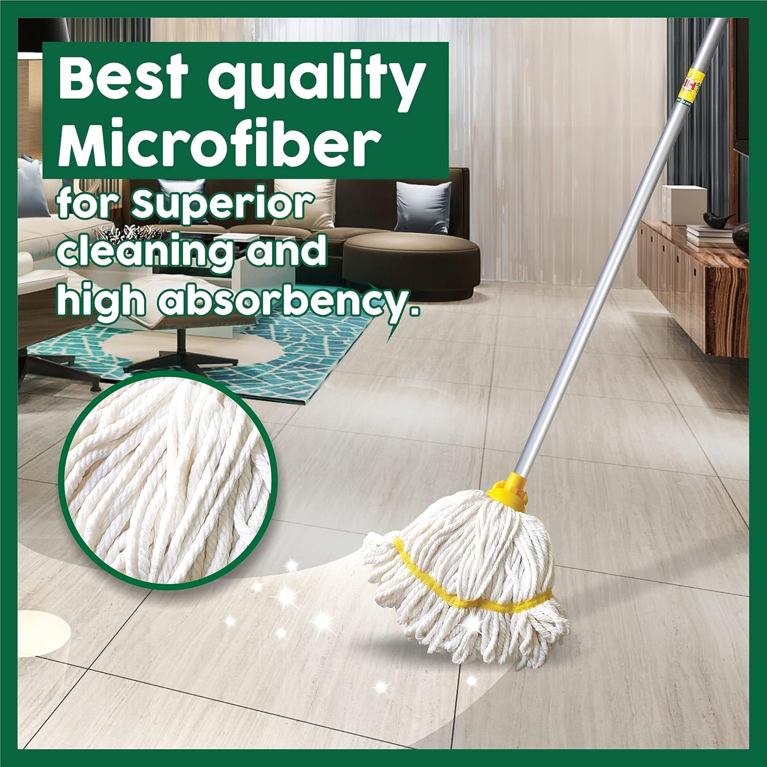 Deck' Mop Perfect for Cleaning Cover Large Cleaning Area at Home, Office, Kitchen, Lounge,Surface, Floor with Telescopic Sturdy Rod to Adjust to Your Hieght