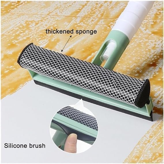 Window Cleaning Scraper with Spray Squeegee | Glass Cleaner Tool with Spray Bottle & Replaceable Sponge | Multifunctional