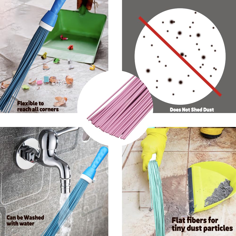 Heavy-Duty Kharata Plastic Bathroom Broom|250 Gm|22 Inches With 60 Bristles|For Cleaning Floor And Bathroom,Wet And Dry Floor Cleaning Fiber Broom Hard Bristle Plastic