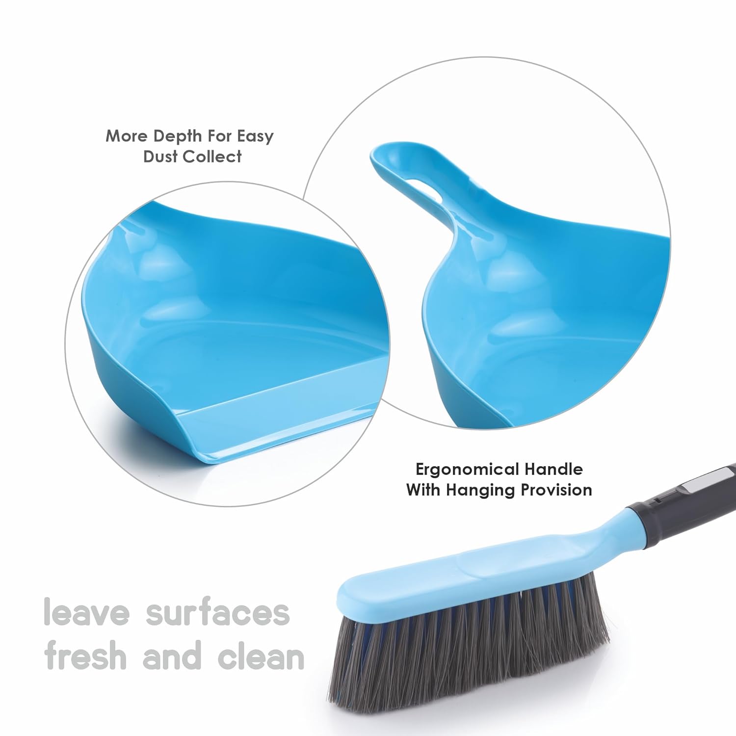 Dustpan with Multi-Purpose Dusting Brush, Dust Pan Set, Brust Set for Cleaning, Cleaning Combo Set, Portable & Easy to Store