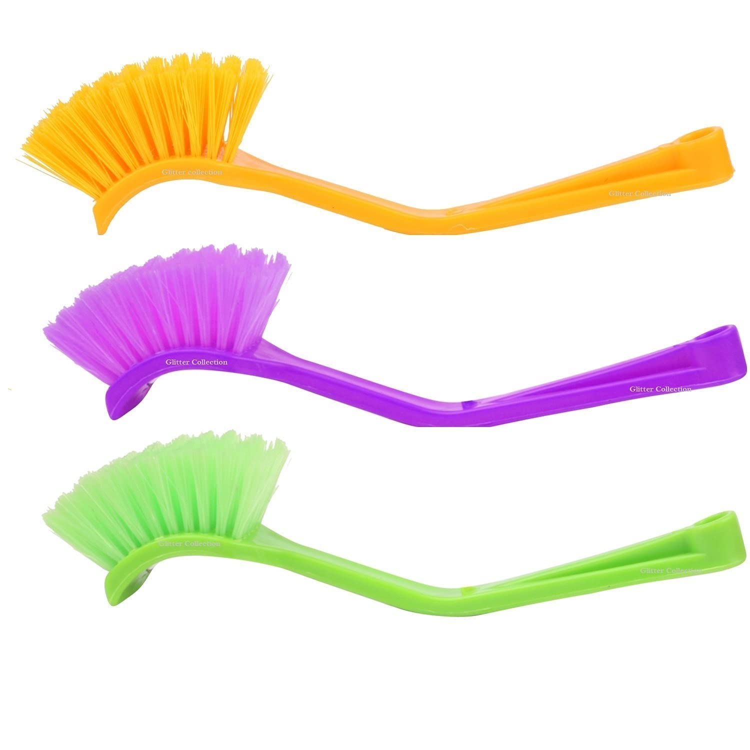 3 Pc Washbasin Cleaning Brush | Mini Sink Cleaner for Kitchen | Small Handy Scrubber for Basin Cleaning | Multifunctional Sink Brush | Multicolour Virgin Plastic