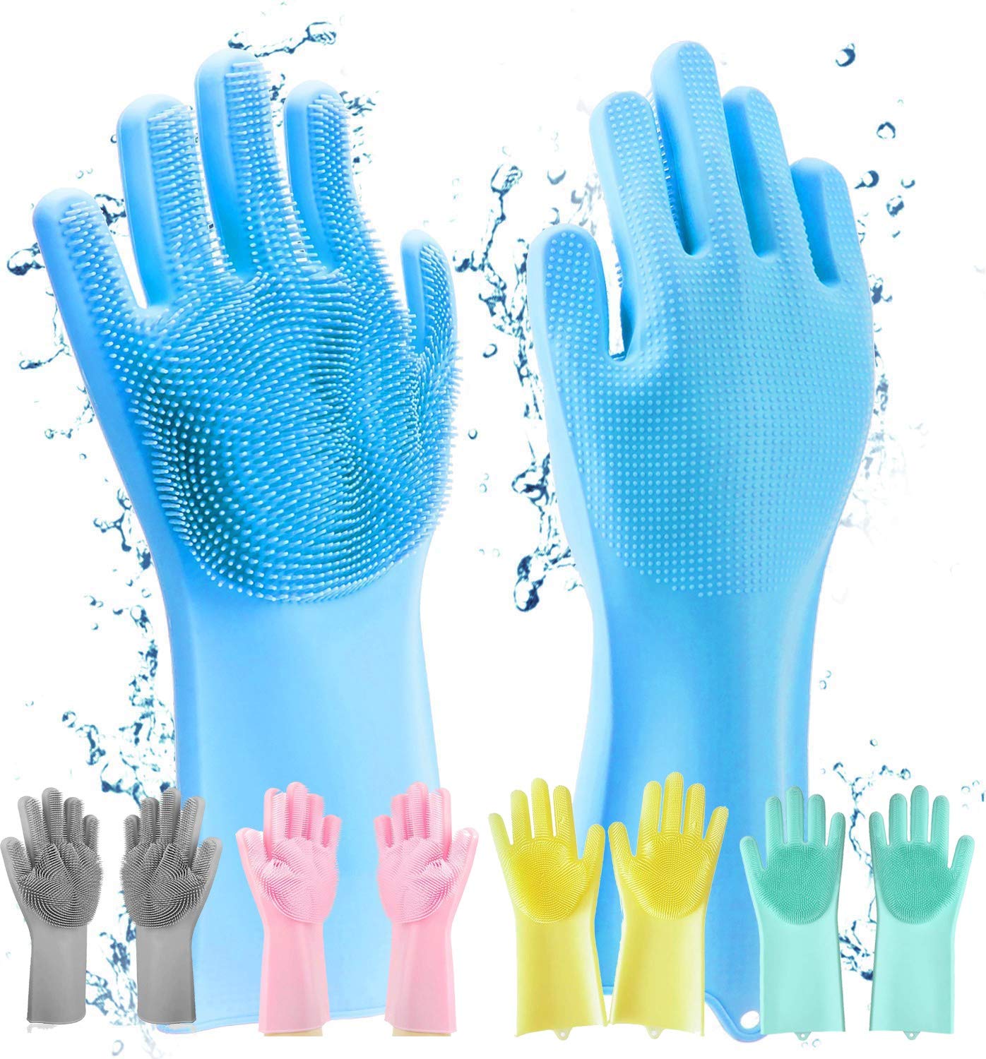 Gloves Magic Silicone Dish Washing Gloves, Silicon Cleaning Gloves, Silicon Hand Gloves for Kitchen Dishwashing and Pet Grooming, Great for Washing Dish, Car, Bathroom