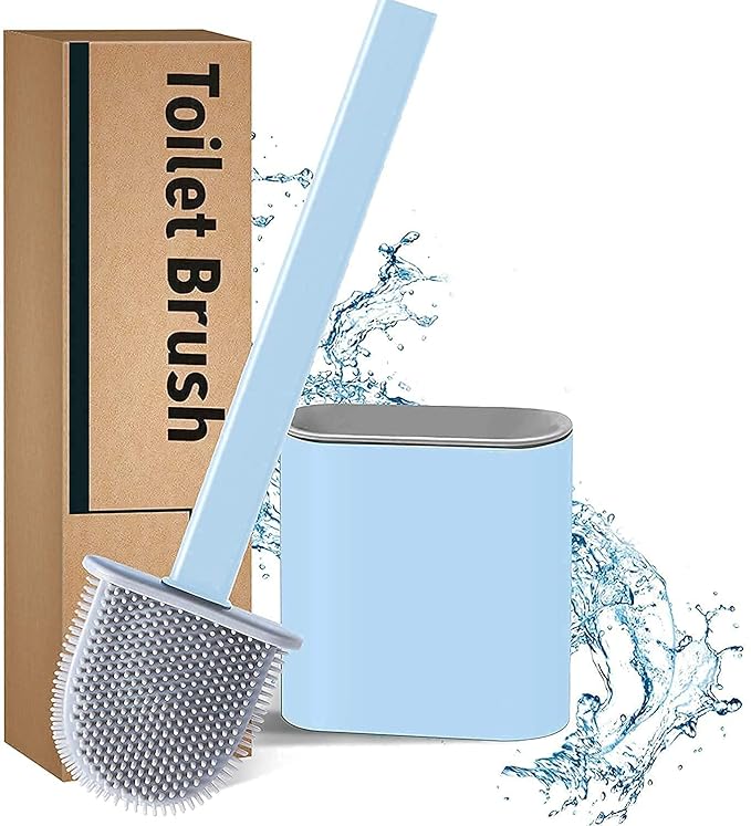 ToiletBrush,Silicone Water Drop Toilet Brush and Holder Set, Wall Mounted Deep Cleaning Toilet Bowl Brush for Bathroom ToiletBrush and Holder Set
