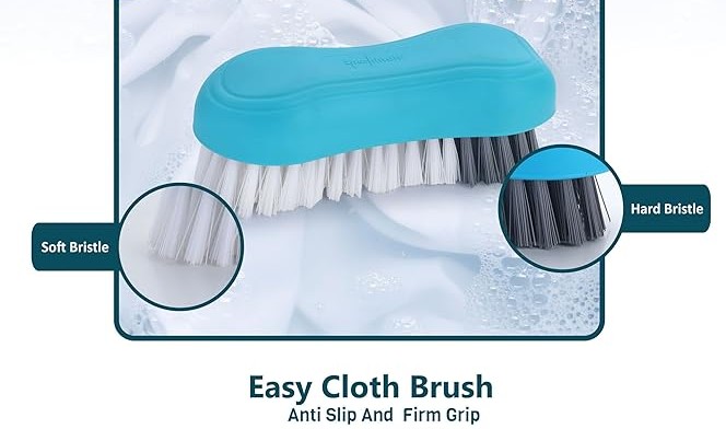 Cloth Brush, Washing Briush with Soft & Hard Bristles and Comfortable Grip