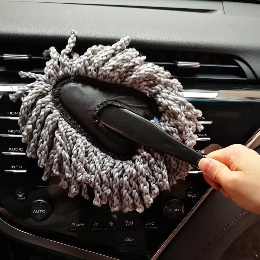 Mini Microfiber Duster Interior, Multi-Purpose Duster Brush with Handle for Car Cleaning & Household