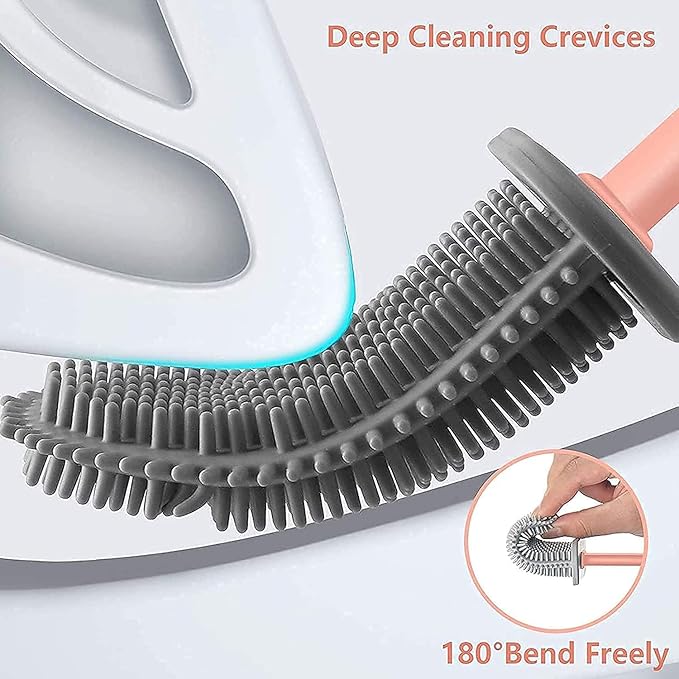 ToiletBrush,Silicone Water Drop Toilet Brush and Holder Set, Wall Mounted Deep Cleaning Toilet Bowl Brush for Bathroom ToiletBrush and Holder Set