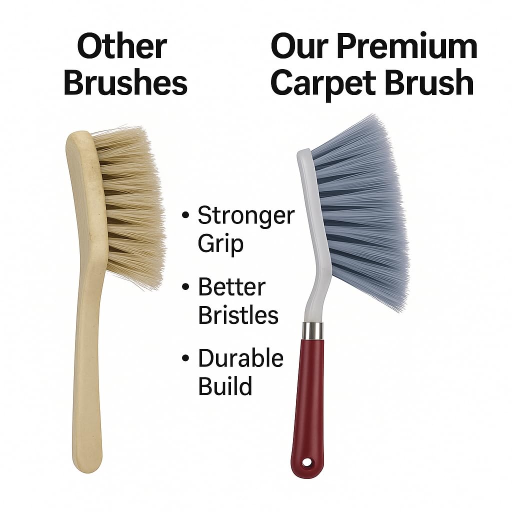 Carpet Brush for Deep Cleaning – Ergonomic Handle & Dense Bristles – Ideal for Carpets, Rugs, Sofas, Car Seats & Floor Mats – Handheld Household Cleaning Brush